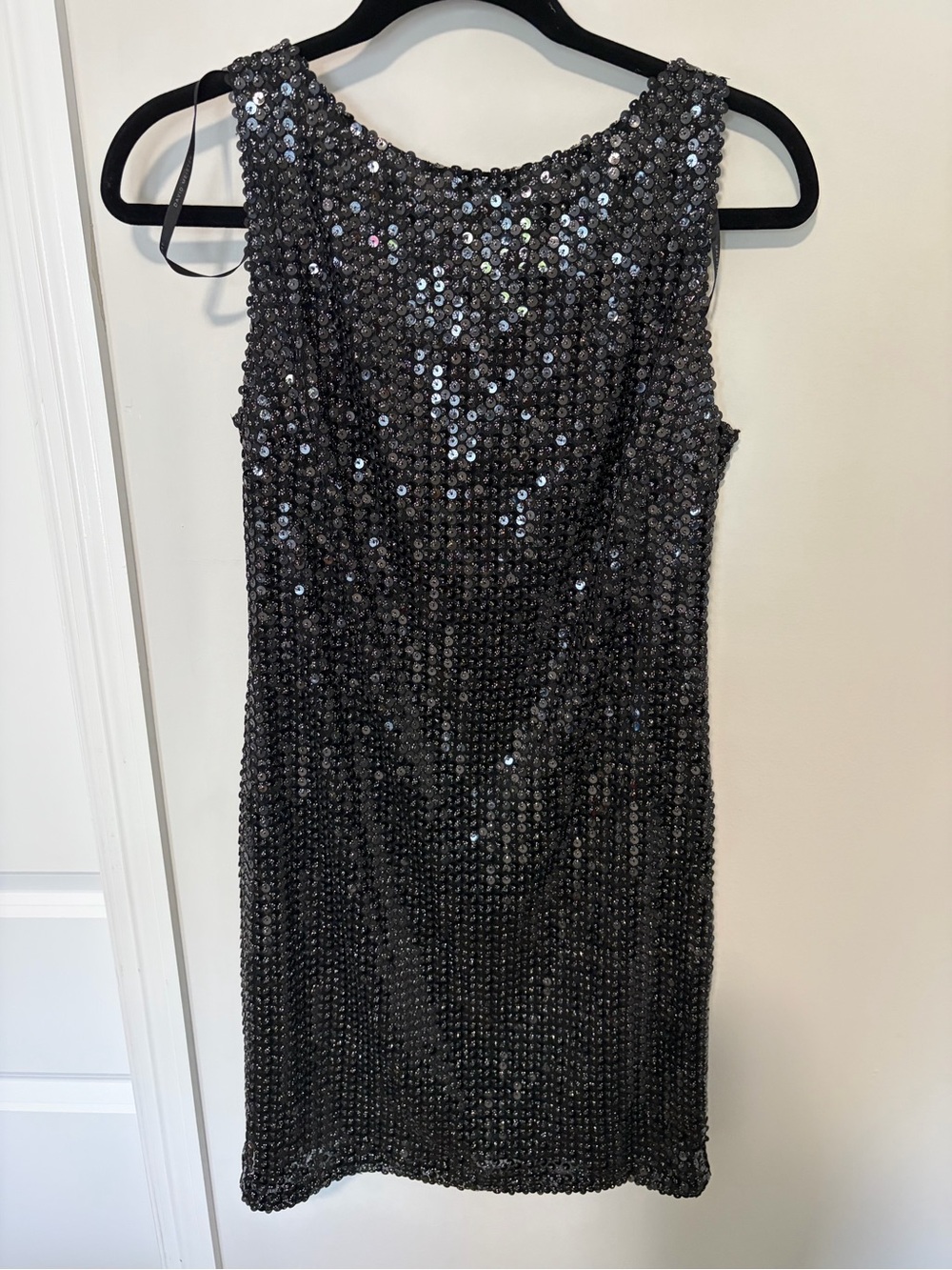 David Meister Black Sequin Mini Dress
